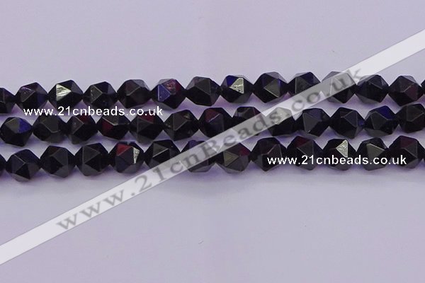 CTO648 15.5 inches 12mm faceted nuggets black tourmaline beads