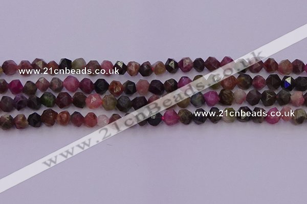 CTO650 15.5 inches 6mm faceted nuggets tourmaline gemstone beads