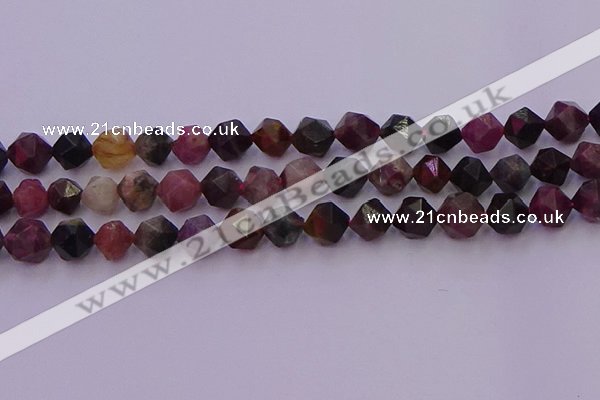 CTO651 15.5 inches 8mm faceted nuggets tourmaline gemstone beads