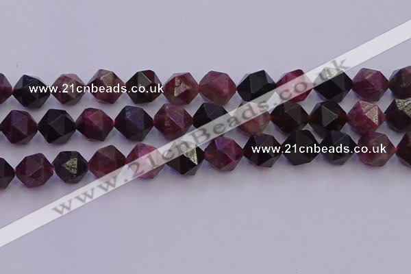 CTO653 15.5 inches 12mm faceted nuggets tourmaline gemstone beads