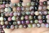 CTO677 15.5 inches 8mm faceted round natural tourmaline beads