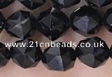 CTO717 15.5 inches 8mm faceted nuggets black tourmaline beads