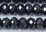 CTO725 15 inches 4*6mm faceted rondelle black tourmaline beads