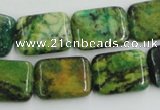 CTP10 15.5 inches 15*20mm rectangle yellow green pine gemstone beads