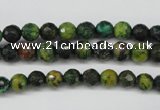 CTP211 15.5 inches 6mm faceted round yellow pine turquoise beads