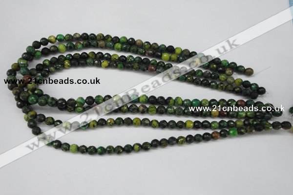 CTP211 15.5 inches 6mm faceted round yellow pine turquoise beads