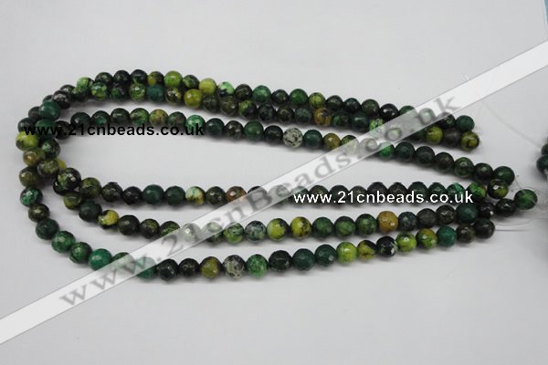 CTP212 15.5 inches 8mm faceted round yellow pine turquoise beads