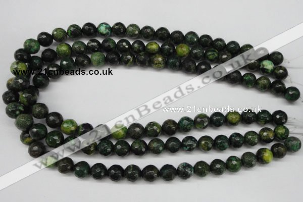 CTP213 15.5 inches 10mm faceted round yellow pine turquoise beads