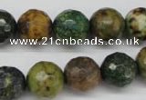 CTP214 15.5 inches 12mm faceted round yellow pine turquoise beads