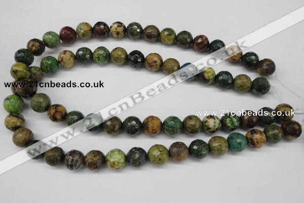 CTP214 15.5 inches 12mm faceted round yellow pine turquoise beads
