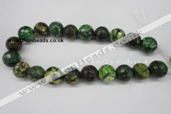 CTP218 15.5 inches 20mm faceted round yellow pine turquoise beads