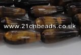 CTR104 15.5 inches 8*20mm faceted teardrop yellow tiger eye beads