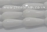 CTR105 15.5 inches 8*20mm faceted teardrop white porcelain beads