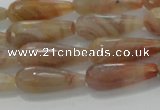 CTR107 15.5 inches 8*20mm faceted teardrop yellow agate beads