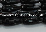 CTR109 15.5 inches 8*20mm faceted teardrop black agate beads