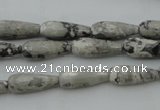 CTR11 15.5 inches 6*16mm faceted teardrop grey picture jasper beads