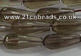 CTR110 15.5 inches 8*20mm faceted teardrop smoky quartz beads