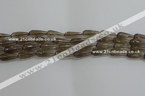 CTR110 15.5 inches 8*20mm faceted teardrop smoky quartz beads