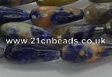 CTR111 15.5 inches 8*20mm faceted teardrop orange sodalite beads