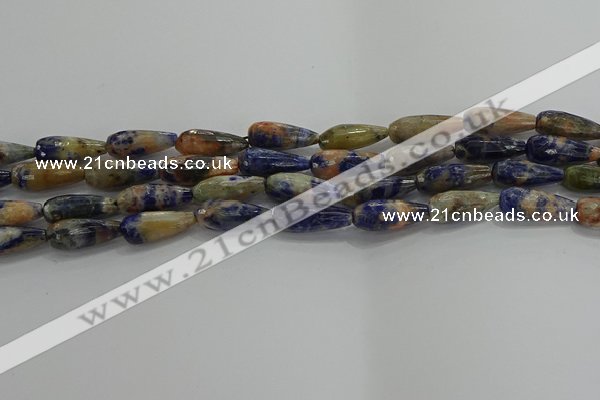 CTR111 15.5 inches 8*20mm faceted teardrop orange sodalite beads