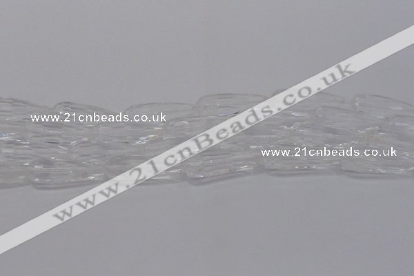 CTR130 15.5 inches 10*30mm faceted teardrop white crystal beads