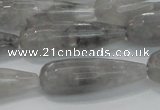 CTR131 15.5 inches 10*30mm faceted teardrop cloudy quartz beads