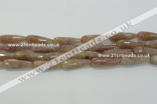 CTR134 15.5 inches 10*30mm faceted teardrop strawberry quartz beads