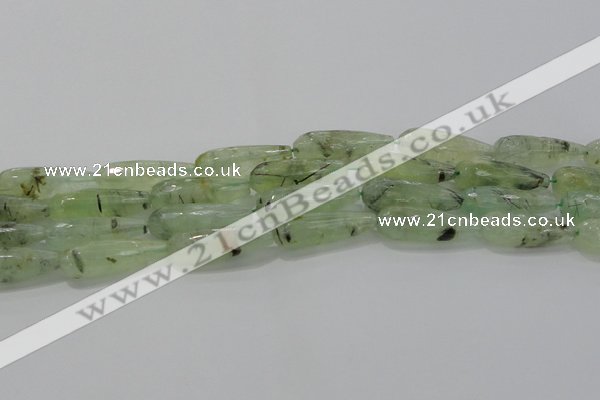 CTR136 15.5 inches 10*30mm faceted teardrop green rutilated quartz beads