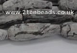 CTR139 15.5 inches 10*30mm faceted teardrop grey picture jasper beads
