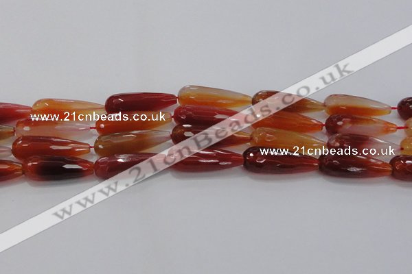 CTR142 15.5 inches 10*30mm faceted teardrop red agate beads