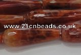 CTR143 15.5 inches 10*30mm faceted teardrop natural fire agate beads