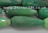 CTR144 15.5 inches 10*30mm faceted teardrop grass agate beads