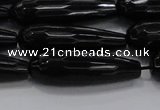 CTR145 15.5 inches 10*30mm faceted teardrop black agate beads