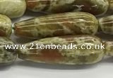 CTR153 15.5 inches 10*30mm teardrop green dragon serpentine jasper beads