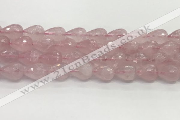 CTR158 15.5 inches 12*16mm faceted teardrop rose quartz beads