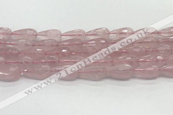 CTR159 15.5 inches 10*20mm faceted teardrop rose quartz beads