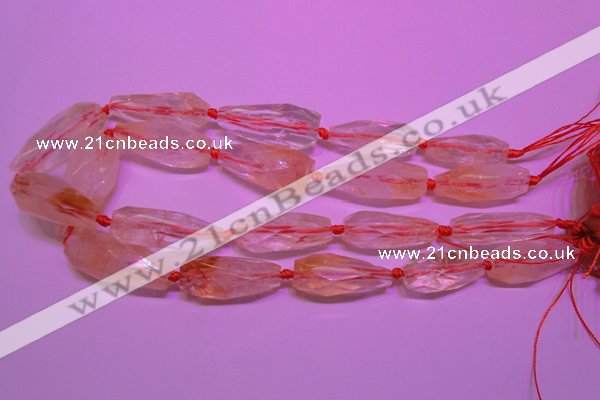 CTR201 15*30mm - 18*45mm faceted teardrop citrine gemstone beads