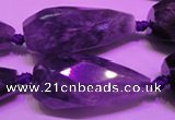 CTR205 15*30mm - 18*45mm faceted teardrop amethyst gemstone beads