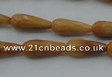 CTR21 15.5 inches 8*20mm faceted teardrop yellow jade beads