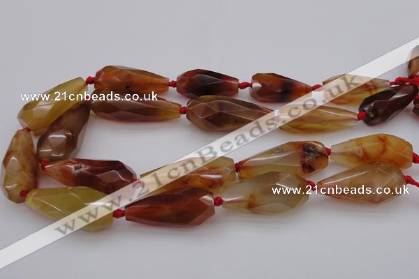 CTR211 15.5 inches 15*25mm - 16*40mm faceted teardrop red agate beads