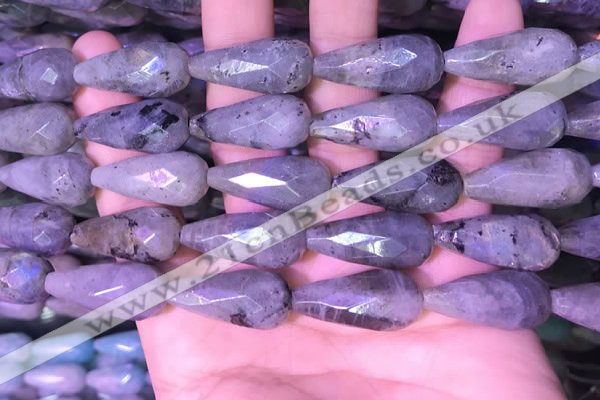 CTR309 15.5 inches 10*25mm faceted teardrop labradorite beads