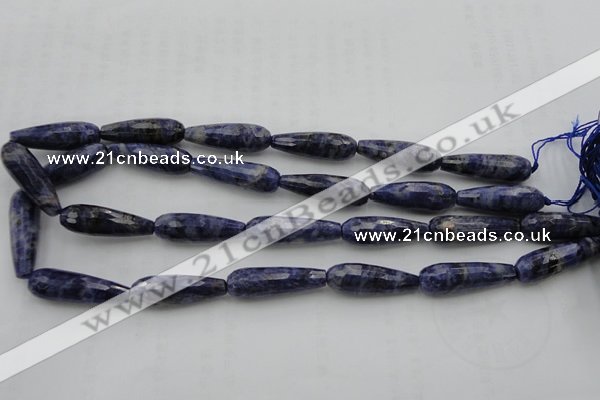 CTR32 15.5 inches 10*30mm faceted teardrop sodalite gemstone beads