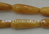 CTR33 15.5 inches 10*30mm faceted teardrop yellow jade beads