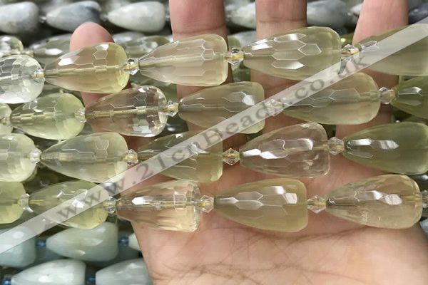 CTR352 15.5 inches 15*25mm faceted teardrop lemon quartz beads