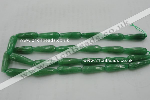 CTR36 15.5 inches 10*30mm faceted teardrop gree aventurine beads