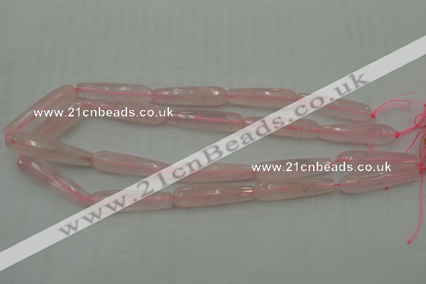 CTR40 15.5 inches 10*40mm faceted teardrop rose quartz beads