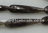 CTR42 15.5 inches 10*40mm faceted teardrop smoky quartz beads