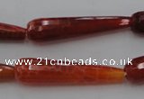 CTR46 15.5 inches 10*40mm faceted teardrop natural fire agate beads