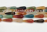 CTR463 15.5 inches 10*30mm faceted teardrop agate beads wholesale