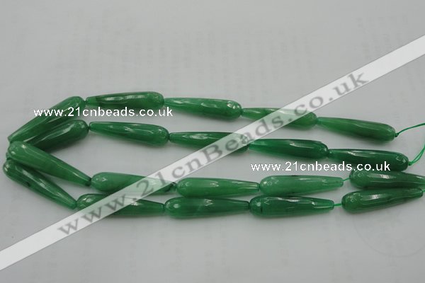 CTR50 15.5 inches 10*40mm faceted teardrop green aventurine beads